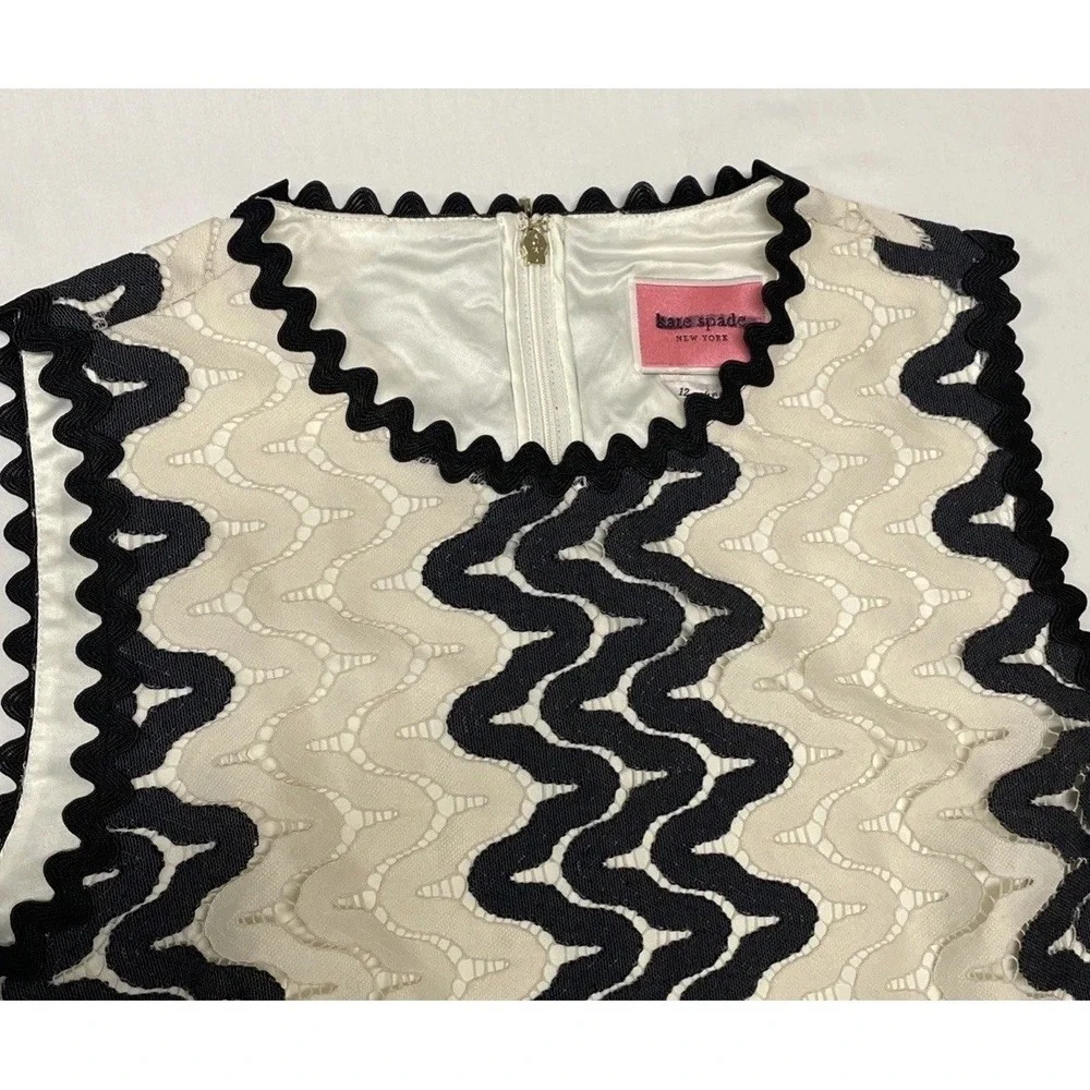 NEW Kate Spade Sand Dune Lace Shift Dress Great Cond Cream Black Womens‎ 12